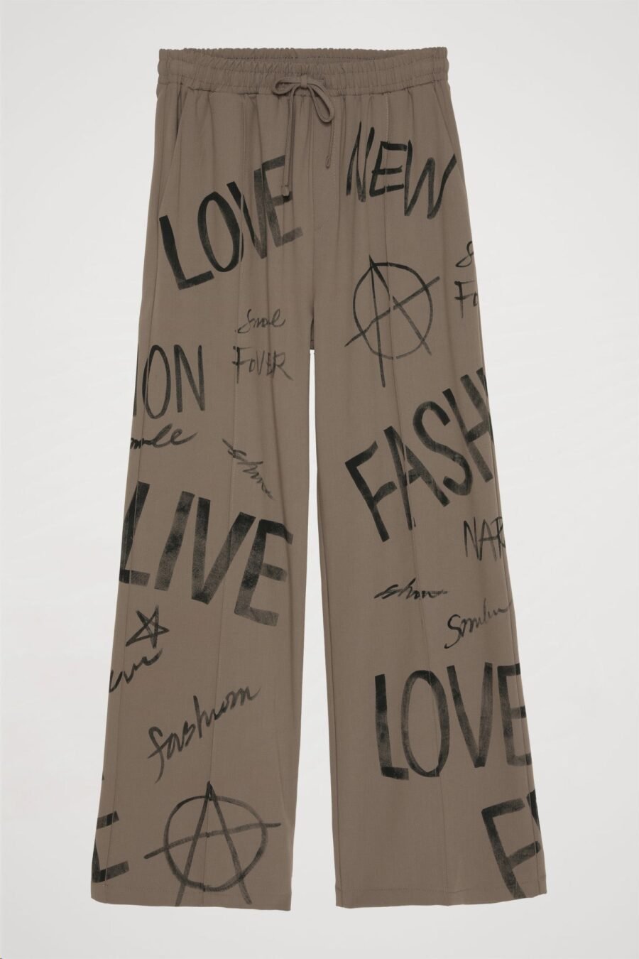 Text Printed High Waist Trousers - Image 2