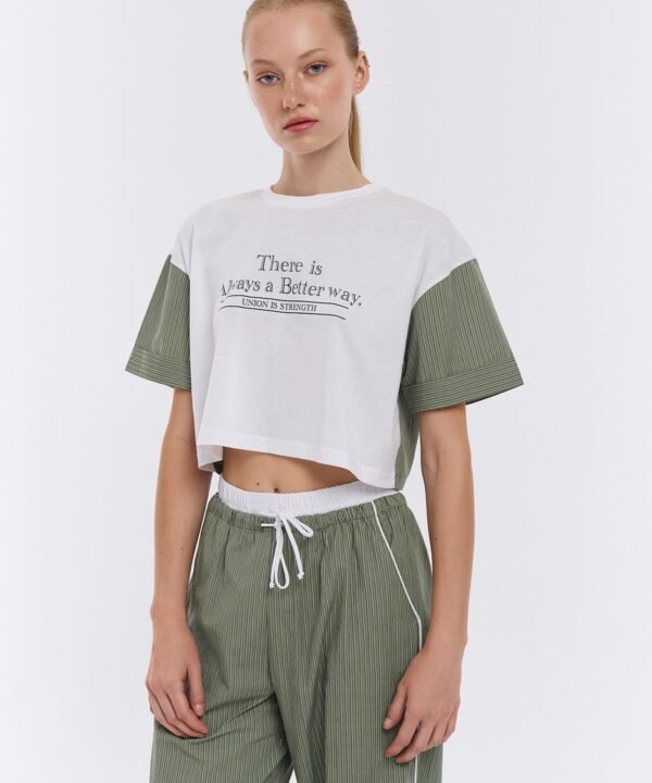Detailed Striped Crop T-Shirt