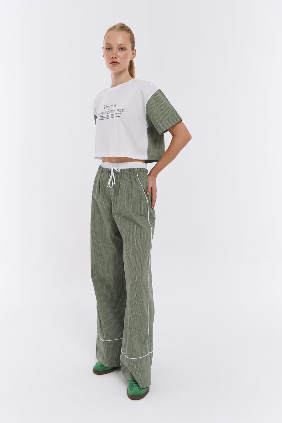 Boxer Waist Striped Wide Leg Pants - Image 5