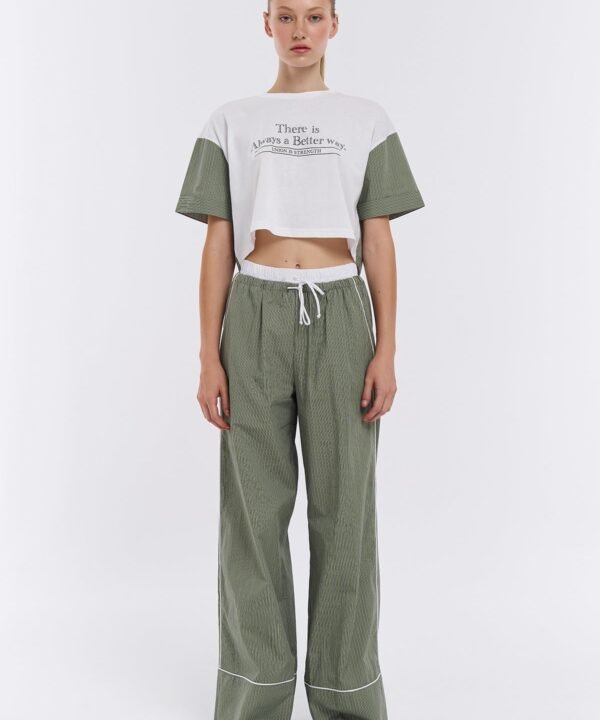 Boxer Waist Striped Wide Leg Pants