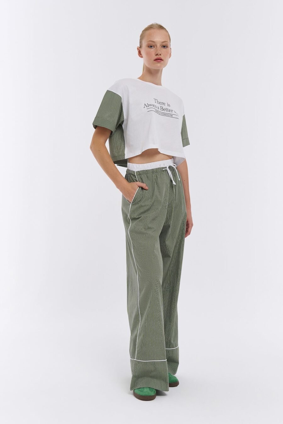 Boxer Waist Striped Wide Leg Pants - Image 4