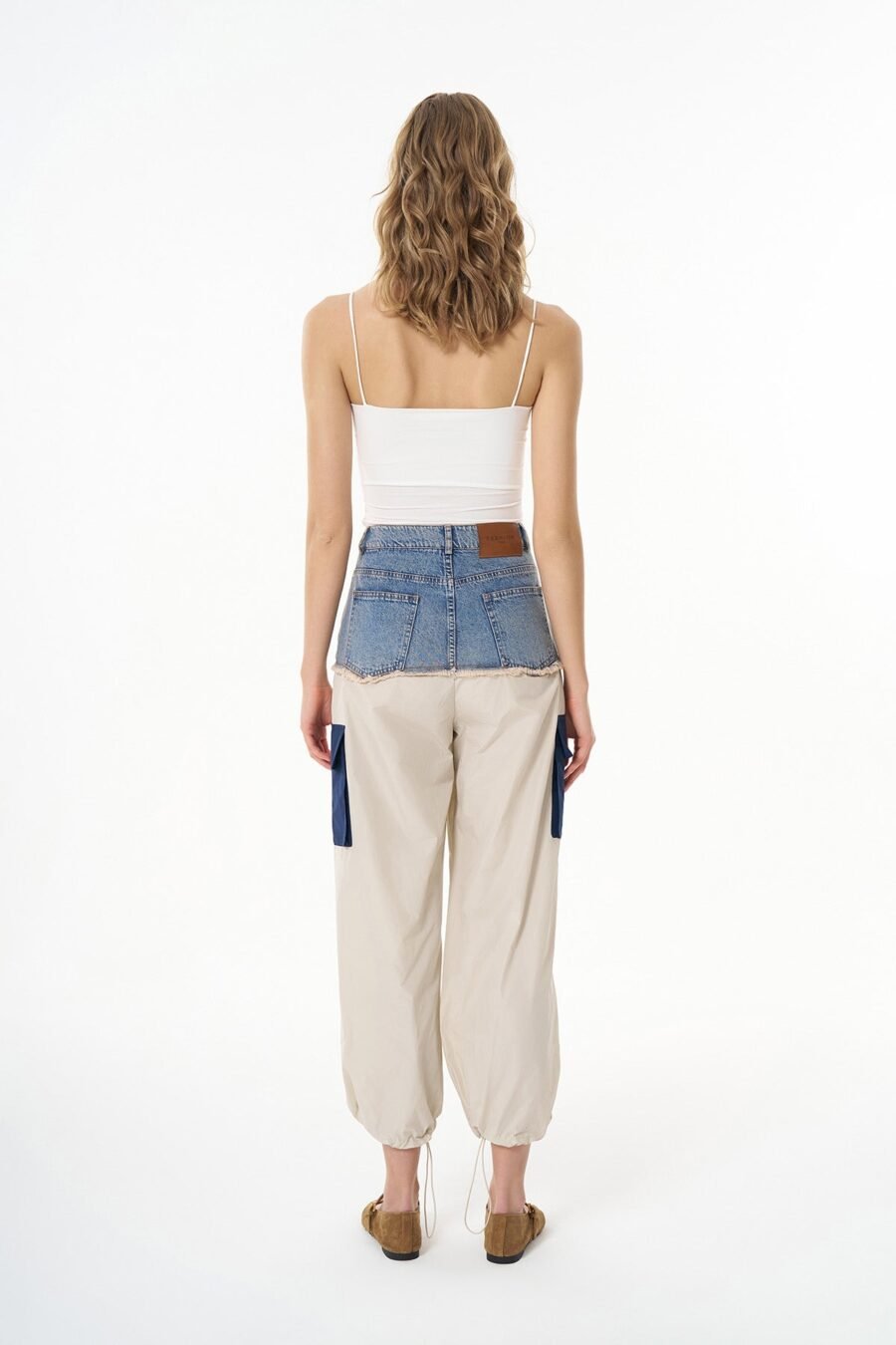 Denim Detailed Pocket Parachute Trousers - Image 5