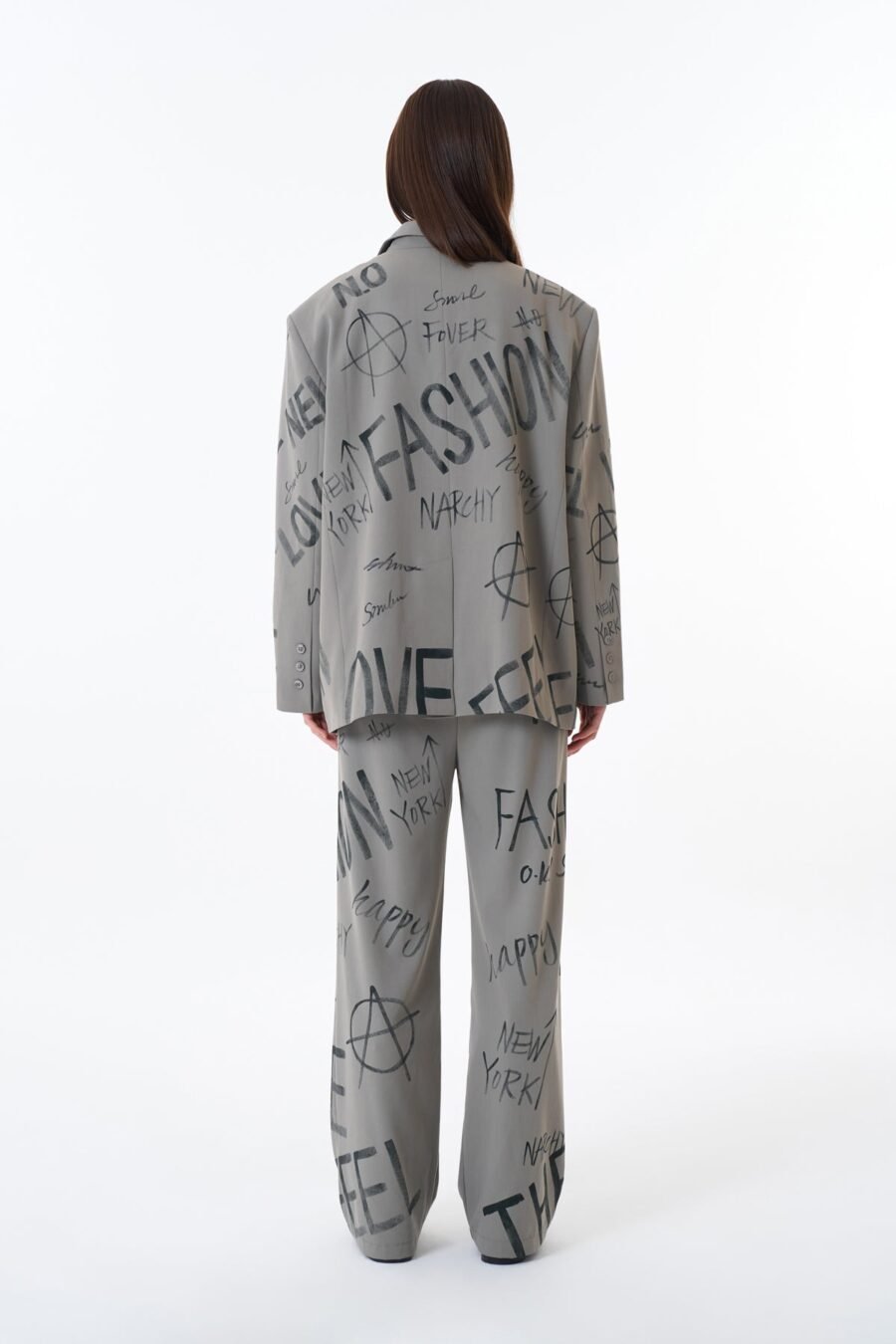 Text Printed High Waist Trousers - Image 6