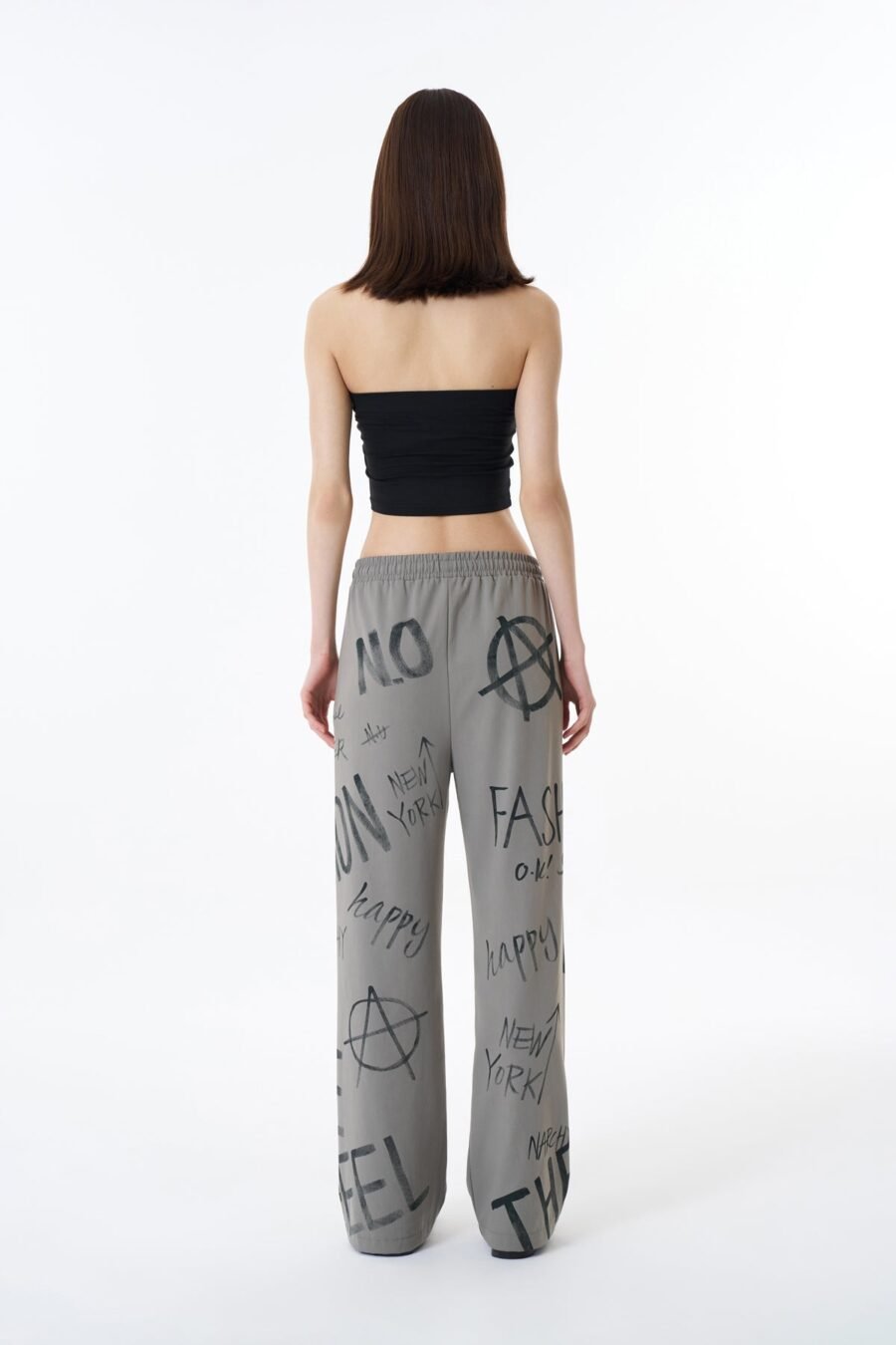 Text Printed High Waist Trousers - Image 3